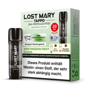Lost Mary Tappo Prefilled Pods mit Nikotin Kiwi Passion Guave 2 Stk.