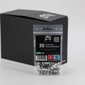 Display: Kailar Aktivkohlefilter Slim Size ø 6mm Schwarz/Weiß 35er in VE10